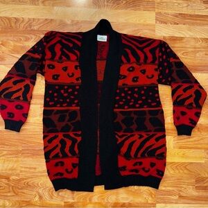 Vtg Hot Cashews Cardigan Size Unknown Multi-Color Geometric Open Front Vintage
